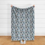 Blue Floral on Gray 