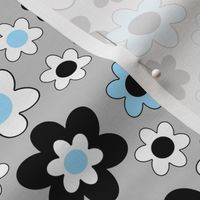 Blue Floral on Gray 