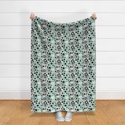 Mint Green Floral on Gray 