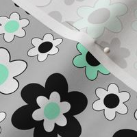 Mint Green Floral on Gray 