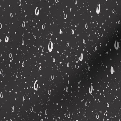 hand drawn spring rain | white droplets on black – black and white | at midnight colorway