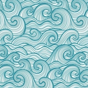 Caribbean Sea- Ocean Waves- California Summer- Hawaii Surf- Turquoise Blue- Coastal- Nautical- Seaside- Beach House-  Mini