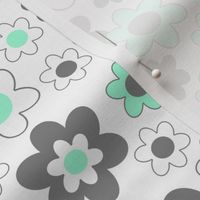 Mint Green Gray Floral 