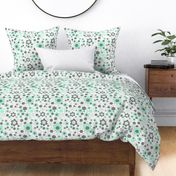 Mint Green Gray Floral 