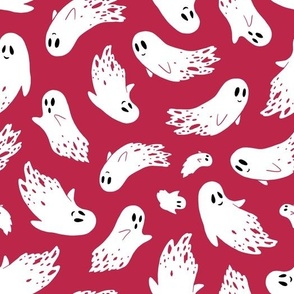 (large) Friendly ghosts red background