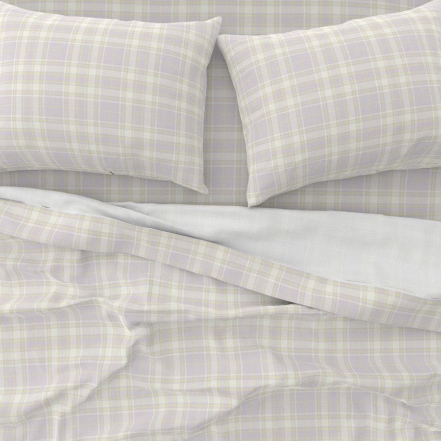 Pastel Tartan Plaid - Light Purple with Extra Light Ivory and Light Yellow. 