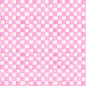 Checkered hearts - Pink