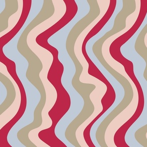 Good Vibrations Groovy Mod Wavy Psychedelic Abstract Stripes in Viva Magenta and Ignite Color Palette - MEDIUM Scale - UnBlink Studio by Jackie Tahara