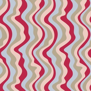 Good Vibrations Groovy Mod Wavy Psychedelic Abstract Stripes in Viva Magenta and Ignite Color Palette - SMALL Scale - UnBlink Studio by Jackie Tahara