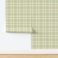 Tartan Plaid - Sage Green with Extra Light Ivory and Salmon Pink