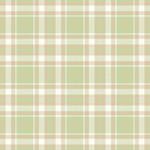 Tartan Plaid - Sage Green with Extra Light Ivory and Salmon Pink