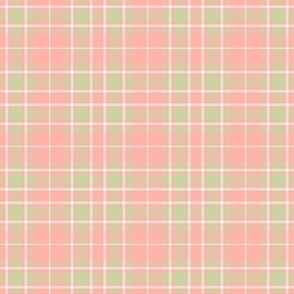 Tartan Plaid - Salmon Pink with Sage Green and Extra Light Ivory