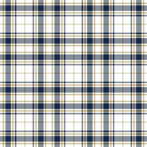 Tartan Plaid - Off White with Navy Blue and Toffee Gold