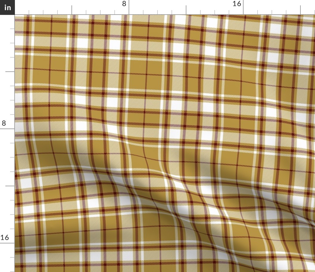 Tartan plaid -  Caramel Gold with Off White and Deep Russet Red