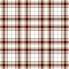 Tartan plaid -  Off White with Deep Russet Red and Caramel Gold
