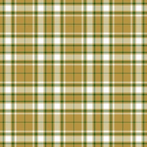 Tartan Plaid - Caramel Gold with Off White and Emerald Green