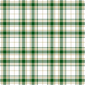 Tartan Plaid - Off White with Emerald Green and Caramel Gold