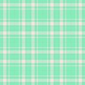 Tartan Plaid - Pastel Mint Green with Medium Celadon Green and Off White Cement
