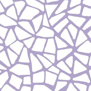 Hand Drawn Cracked Kintsugi Mosaic, Lavender Purple and White (Medium Scale)