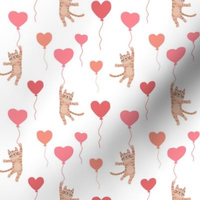 Valentine's Day Cats and Balloons blue 1 1/2 inch