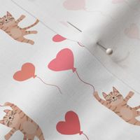 Valentine's Day Cats and Balloons blue 1 1/2 inch