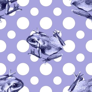 (large) Frogs on a lilac background with white dots