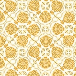 Floral Trellis - Golden Hour Yellow  & Frost White, Small Scale