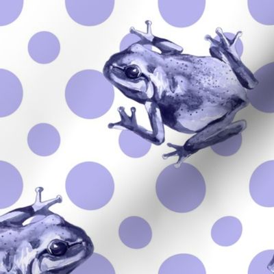 (large) Frogs on a white background with lilac dots
