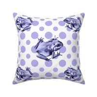(large) Frogs on a white background with lilac dots