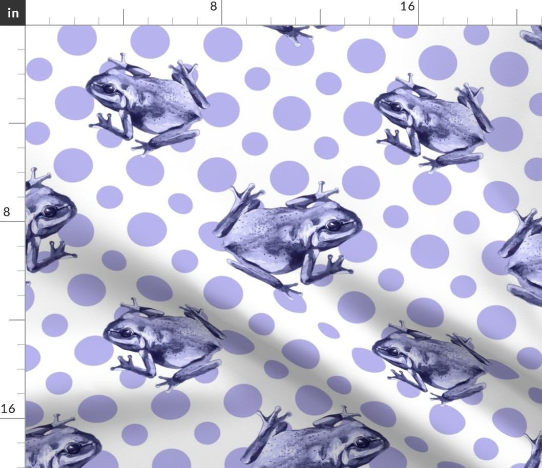 (large) Frogs on a white background with lilac dots