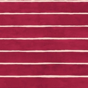 Viva Magenta Broad Horizontal Stripes - Medium Scale - Watercolor Textured bb2649 Pantone 2023
