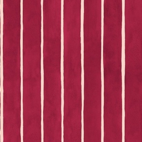 Viva Magenta Broad Vertical Stripes - Medium Scale - Watercolor Textured bb2649 Pantone 2023