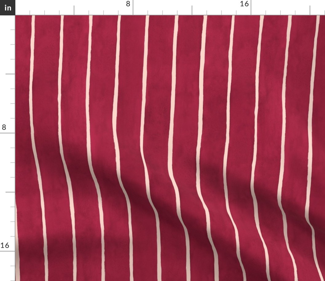 Viva Magenta Broad Vertical Stripes - Medium Scale - Watercolor Textured bb2649 Pantone 2023
