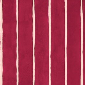 Viva Magenta Broad Vertical Stripes - Large Scale - Watercolor Textured bb2649 Pantone 2023