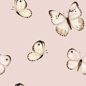 jumbo // watercolor butterflies flying on pale blush