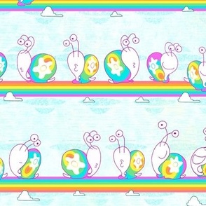 Rainbow Snail-y Snails -- Cute Rainbow Snails -- 25.47in x 21.18in repeat -- 400dpi (38% of Full Scale)