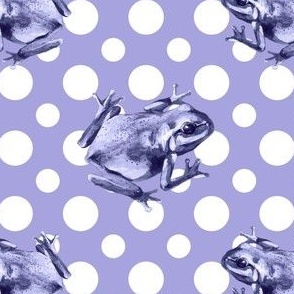 (small) Frogs on a lilac background with white dots