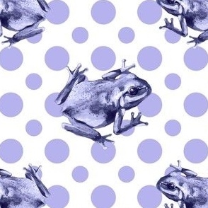 (small) Frogs on a white background with lilac dots