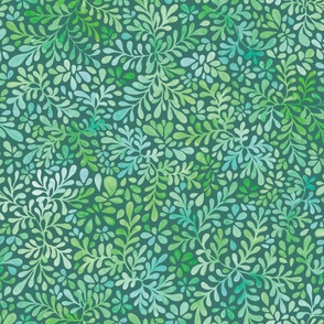 (large) Watercolour Floral dark green