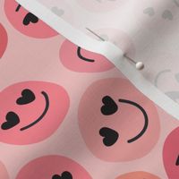 Valentine's Heart Eyes Smiley Faces on Pink 1 1/2 inch