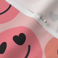 Valentine's Heart Eyes Smiley Faces on Pink 3 inch