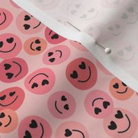 Valentine's Heart Eyes Smiley Faces on Pink mini 3/4 inch
