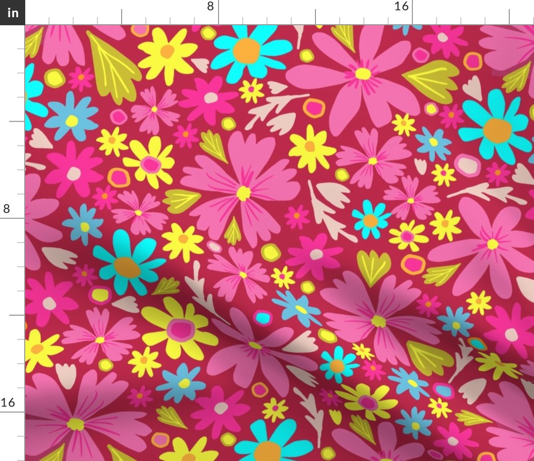 Viva Magenta Cute Floral, 18 inch