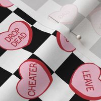 Anti Valentine Sweary Conversation Hearts Checker Background - Small Scale