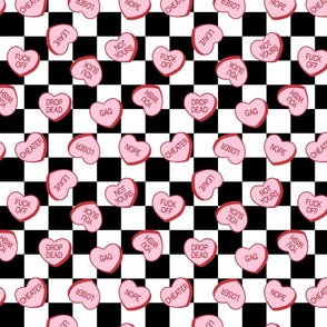 Anti Valentine Sweary Conversation Hearts Checker Background - Medium Scale
