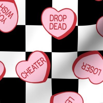 Anti Valentine Sweary Conversation Hearts Checker Background - Large Scale