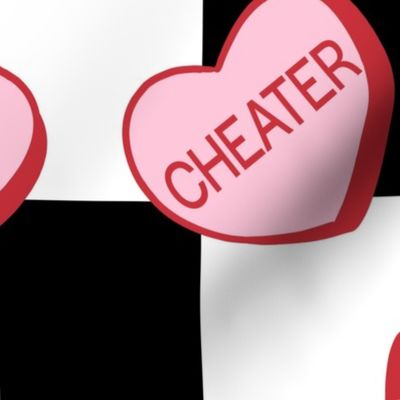 Anti Valentine Sweary Conversation Hearts Checker Background - XL Scale
