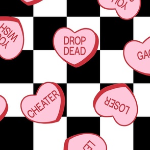 Anti Valentine Sweary Conversation Hearts Checker Background - XL Scale