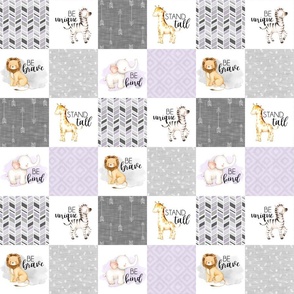 3 inch Safari/Zoo//Lilac - Wholecloth Cheater Quilt 