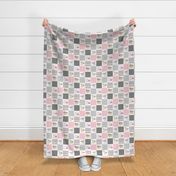 3 inch Safari/Zoo//Pink - Wholecloth Cheater Quilt